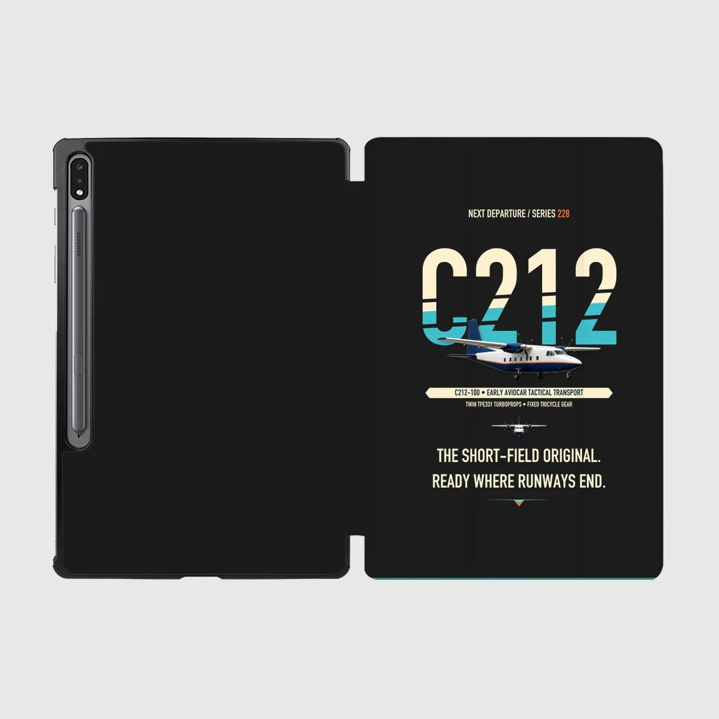 CASA C-212-100 Aviocar design on black samsung tablet tablet case