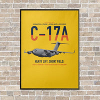Thumbnail for C-17A Globemaster III vertical canvas print - framed - yellow background