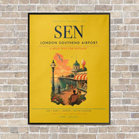 Thumbnail for London Southend Airport SEN vertical canvas print - framed - yellow background