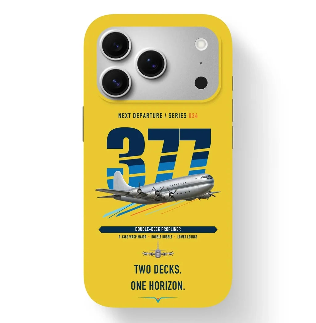 Boeing 377 Stratocruiser design on yellow magsafe iphone case