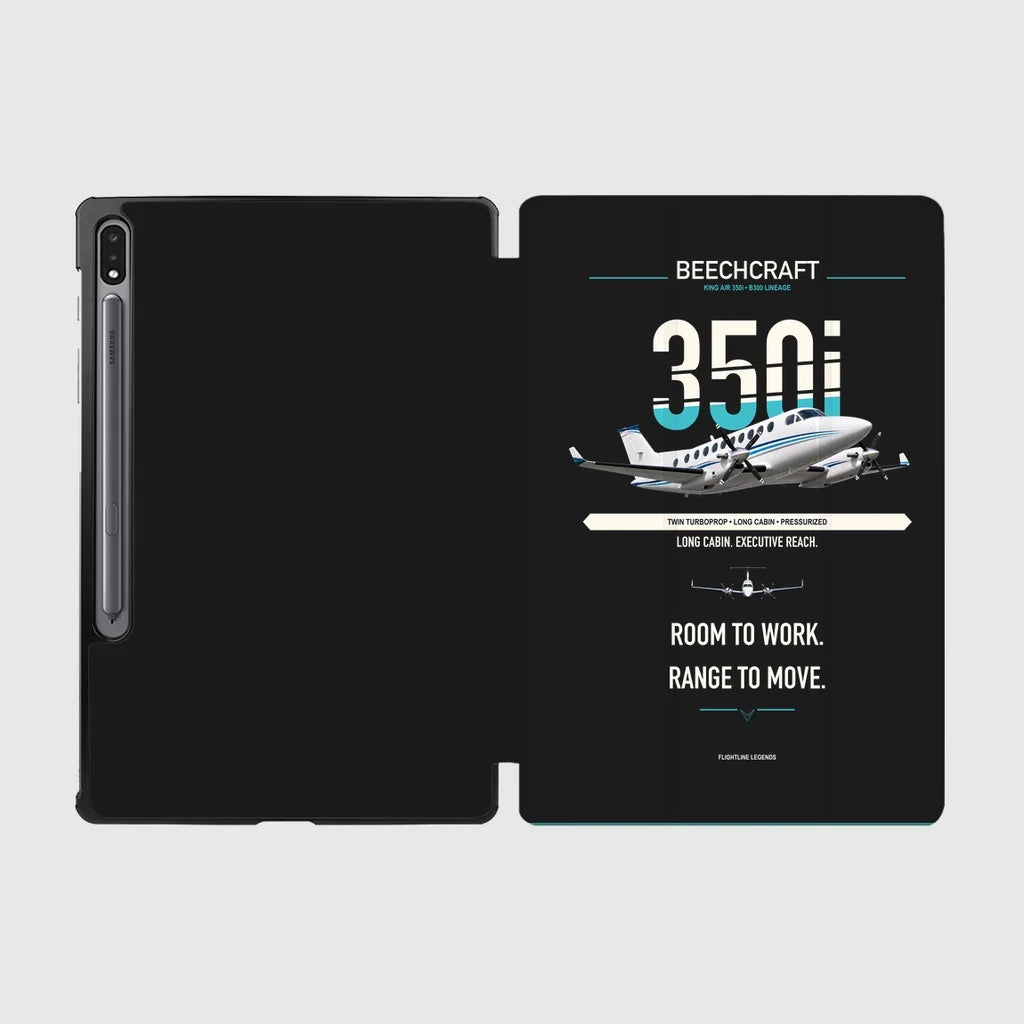 Beechcraft King Air 350i design on black samsung tablet tablet case
