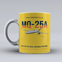 Thumbnail for MQ-25A STINGRAY design on yellow ceramic mug, double-side print