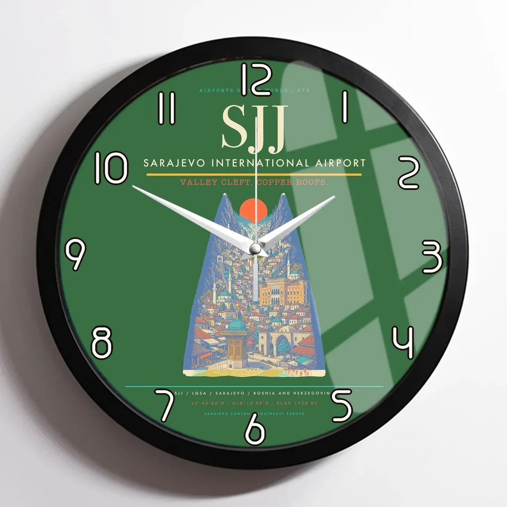 Sarajevo International Airport SJJ Wall-Clock Framed - Green