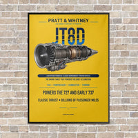 Thumbnail for JT8D vertical canvas print - framed - yellow background