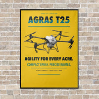 Thumbnail for DJI Agras T25 vertical canvas print - framed - yellow background