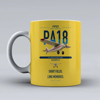 Thumbnail for Piper PA-18 Super Cub design on yellow ceramic mug, double-side print