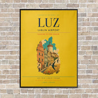 Thumbnail for Lublin Airport LUZ vertical canvas print - framed - yellow background