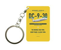 Thumbnail for McDonnell Douglas DC-9-30 design on yellow designed key chain, double-side print