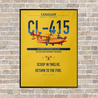 Thumbnail for Canadair CL-415 vertical canvas print - framed - yellow background