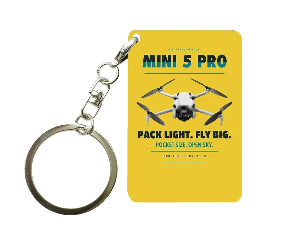 DJI Mini 5 Pro Key Chain design on yellow key chain