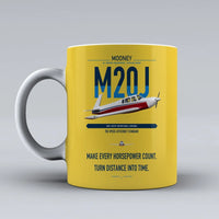 Thumbnail for Mooney M20J 201 design on yellow ceramic mug, double-side print