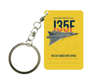 Thumbnail for Saab J 35F Draken design on yellow designed key chain, double-side print
