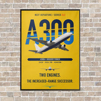 Thumbnail for Airbus A300B4 vertical canvas print - framed - yellow background