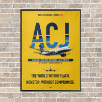 Thumbnail for Airbus ACJ330neo / exact ACJ330-800 vertical canvas print - framed - yellow background
