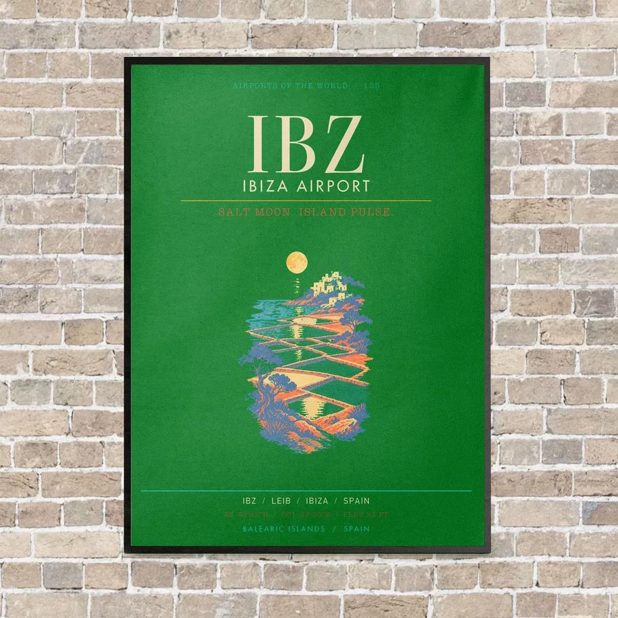 Ibiza Airport IBZ - Canvas Framed - Green