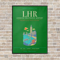 Thumbnail for London Heathrow Airport LHR - Canvas Framed - Green
