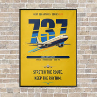 Thumbnail for Boeing 737-400 Classic vertical canvas print - framed - yellow background