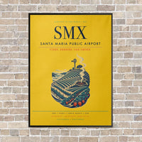 Thumbnail for Santa Maria Public Airport SMX vertical canvas print - framed - yellow background