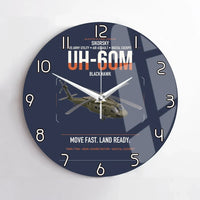 Thumbnail for Sikorsky UH-60M Black Hawk design on navy blue no frame wall clock