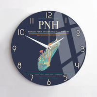 Thumbnail for Phnom Penh International Airport (PNH) design on navy blue no frame wall clock