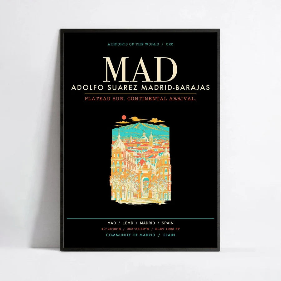 Adolfo Suarez Madrid-Barajas Airport MAD - Canvas Framed - Black