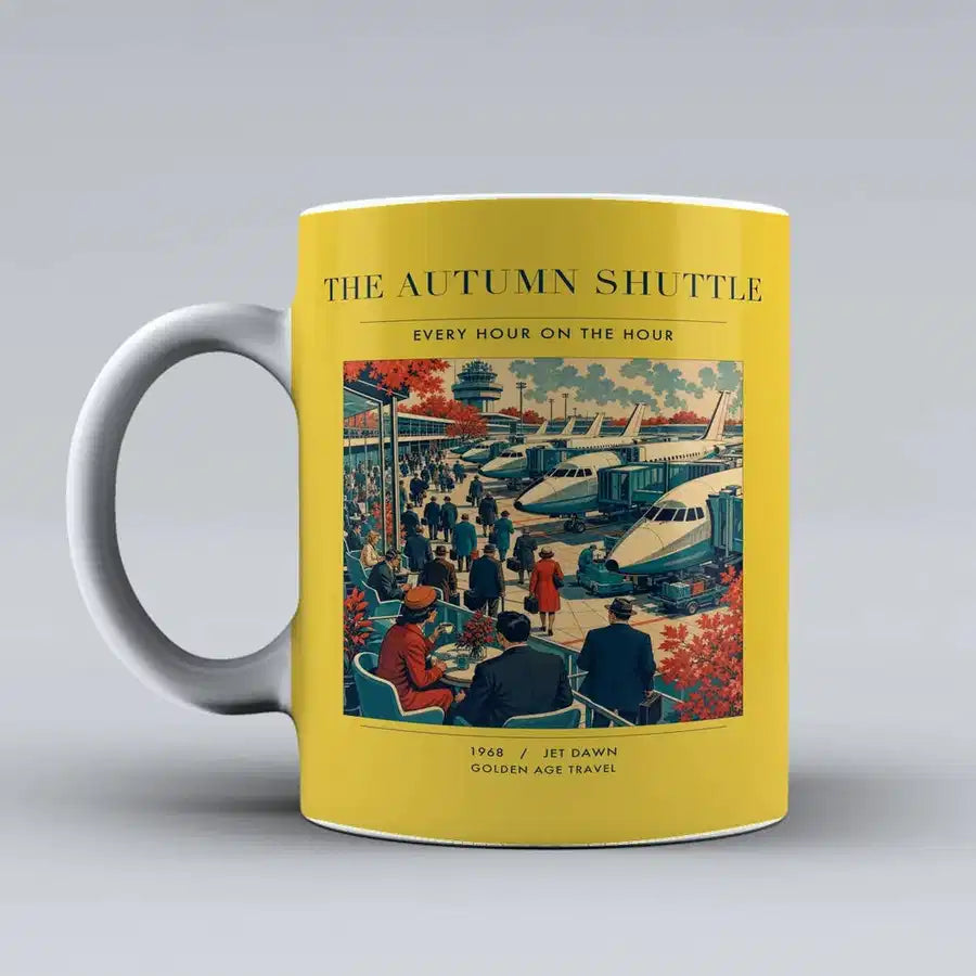 VINTAGE G4120 - The Autumn Shuttle - Ceramic Mug design on yellow
