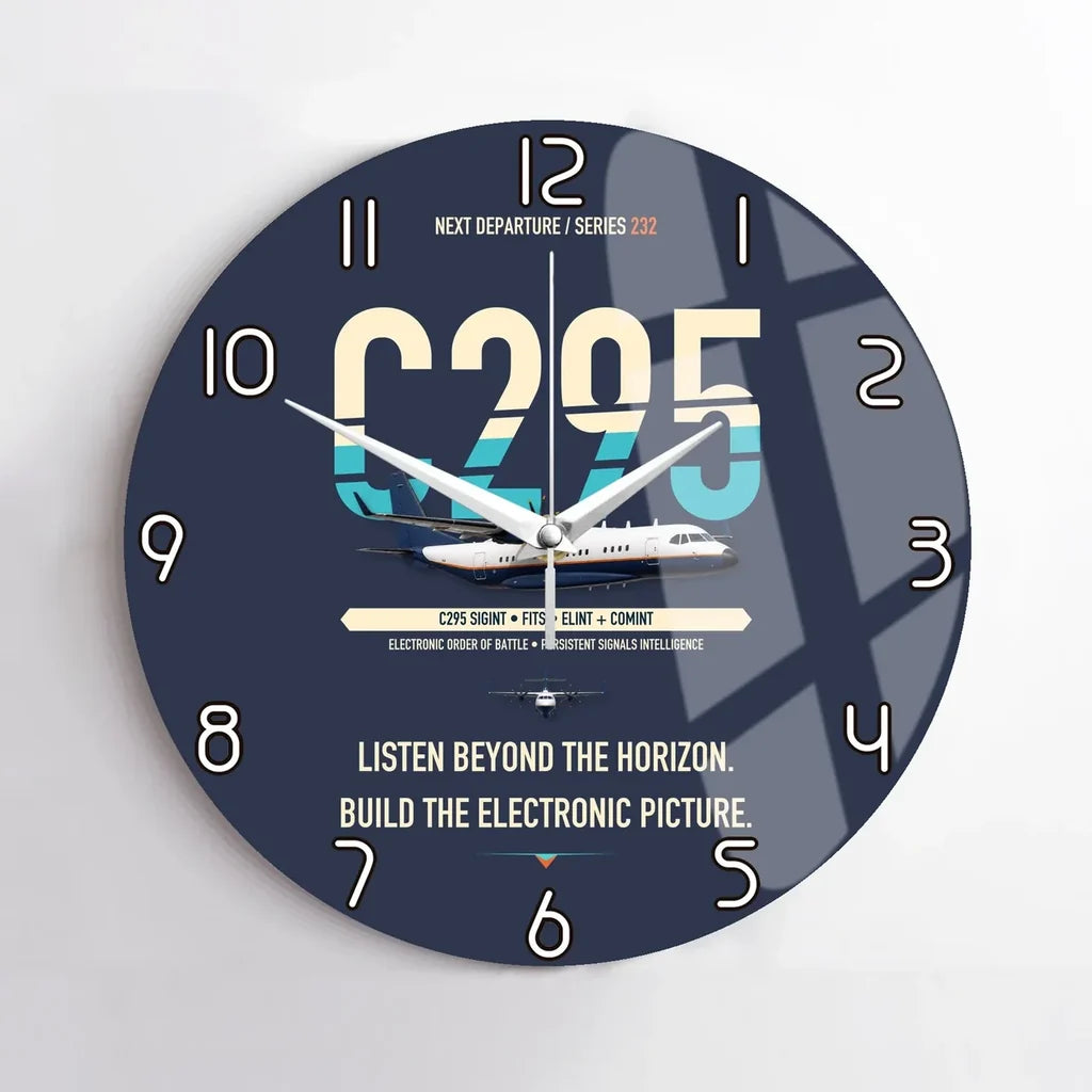 Airbus C295 SIGINT design on navy blue no frame wall clock