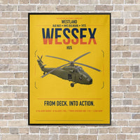 Thumbnail for Westland Wessex HU5 vertical canvas print - framed - yellow background