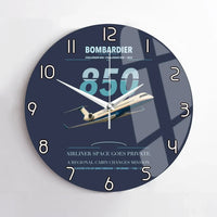 Thumbnail for Bombardier Challenger 850 design on navy blue no frame wall clock