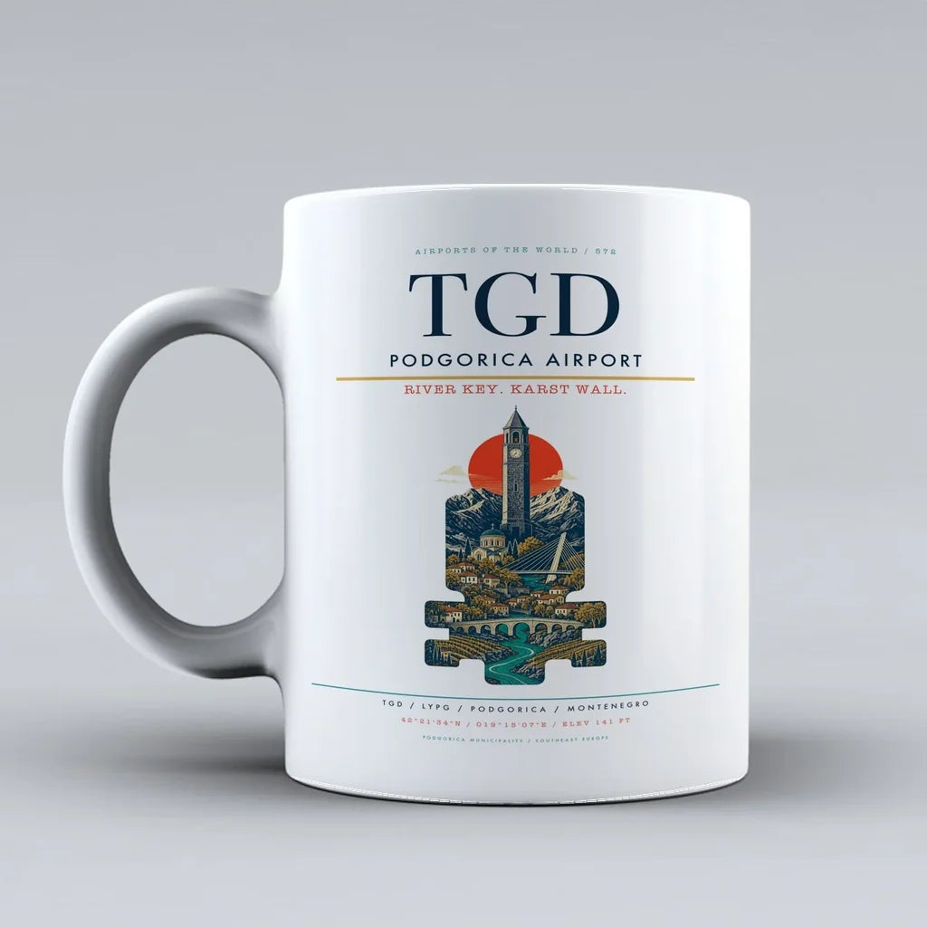 Podgorica Airport TGD Mug - White