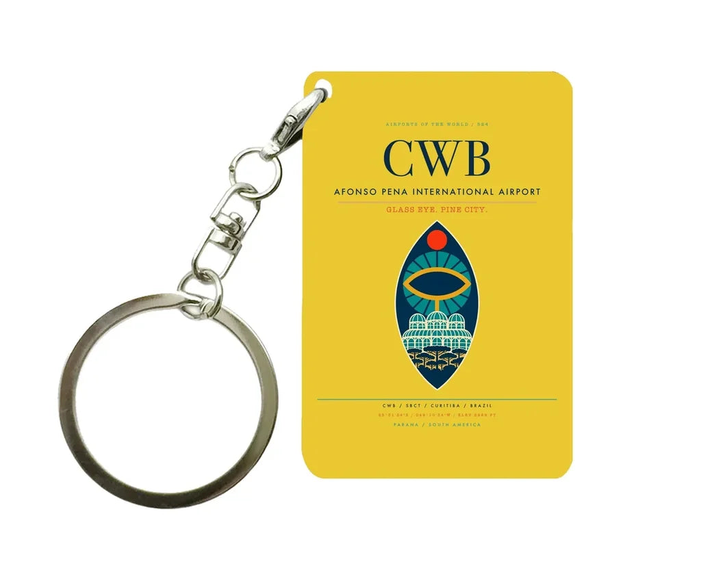 Afonso Pena International Airport CWB Key Chain design on yellow key chain