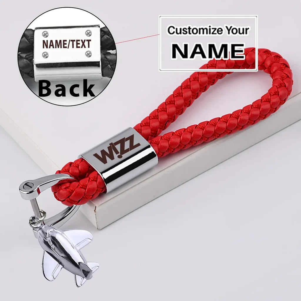 Customisable Wizz Airlines Design Leather Car Key Chain - view 17