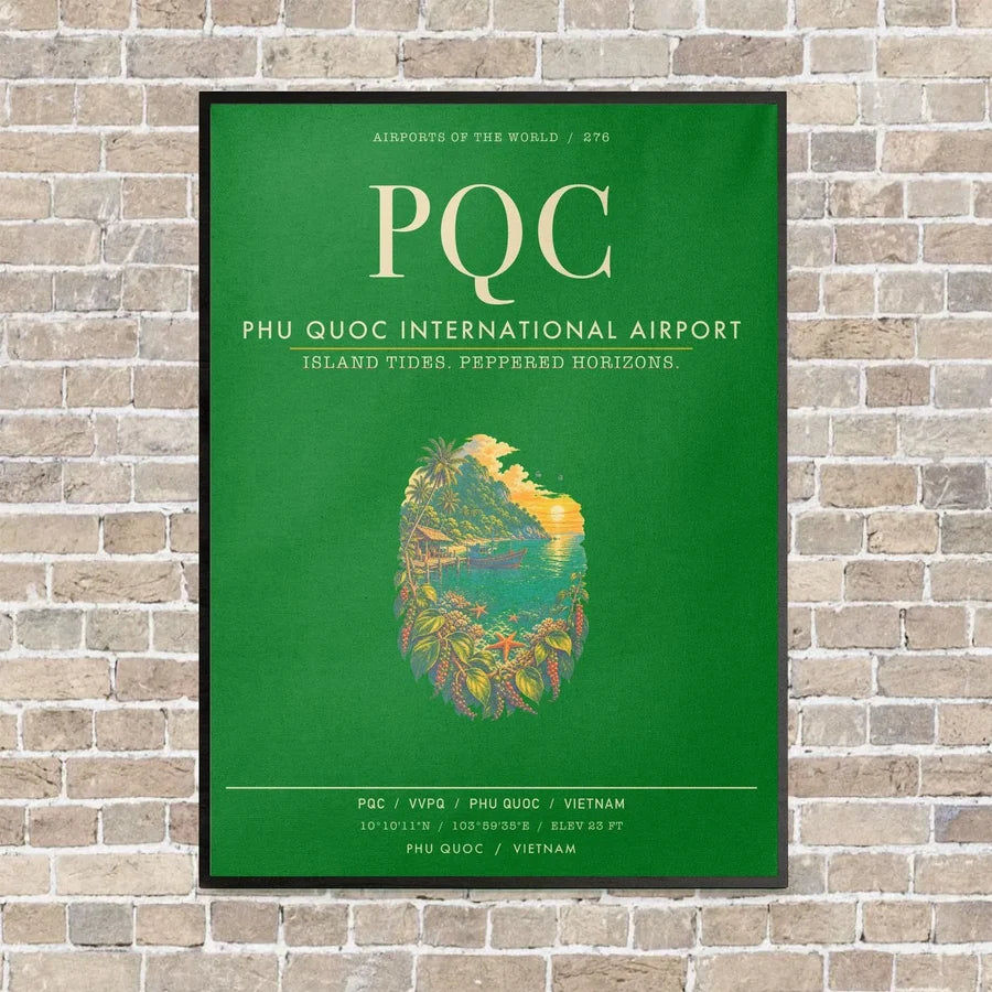 Phu Quoc International Airport PQC - Canvas Framed - Green