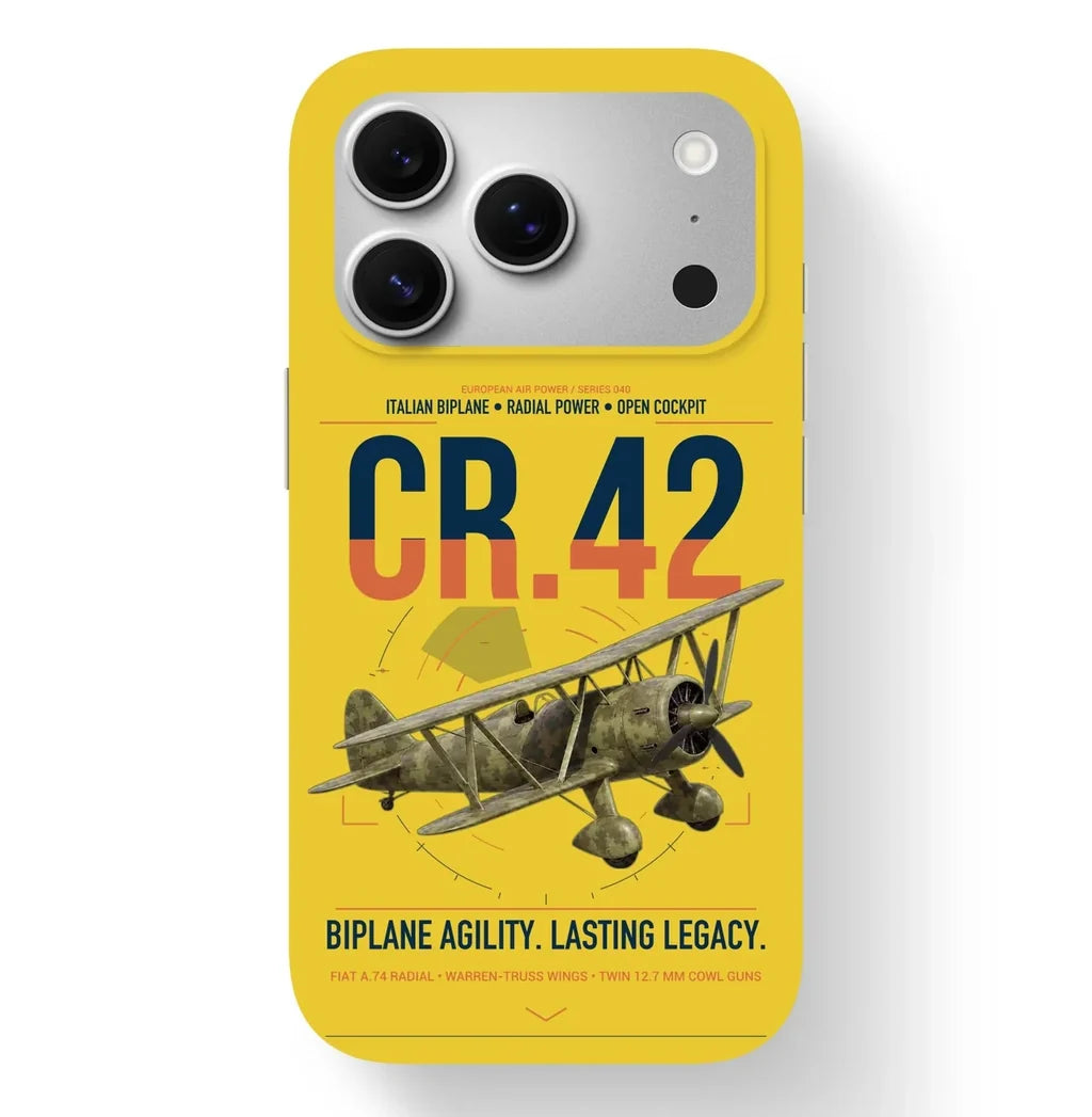 Fiat CR.42 Falco design on yellow magsafe iphone case, for iPhone 17 Pro