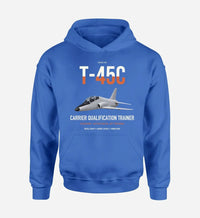 Thumbnail for T-45C Goshawk design on blue double-side hoodie, single-side print