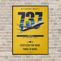 Thumbnail for Boeing 737 MAX 10 vertical canvas print - framed - yellow background