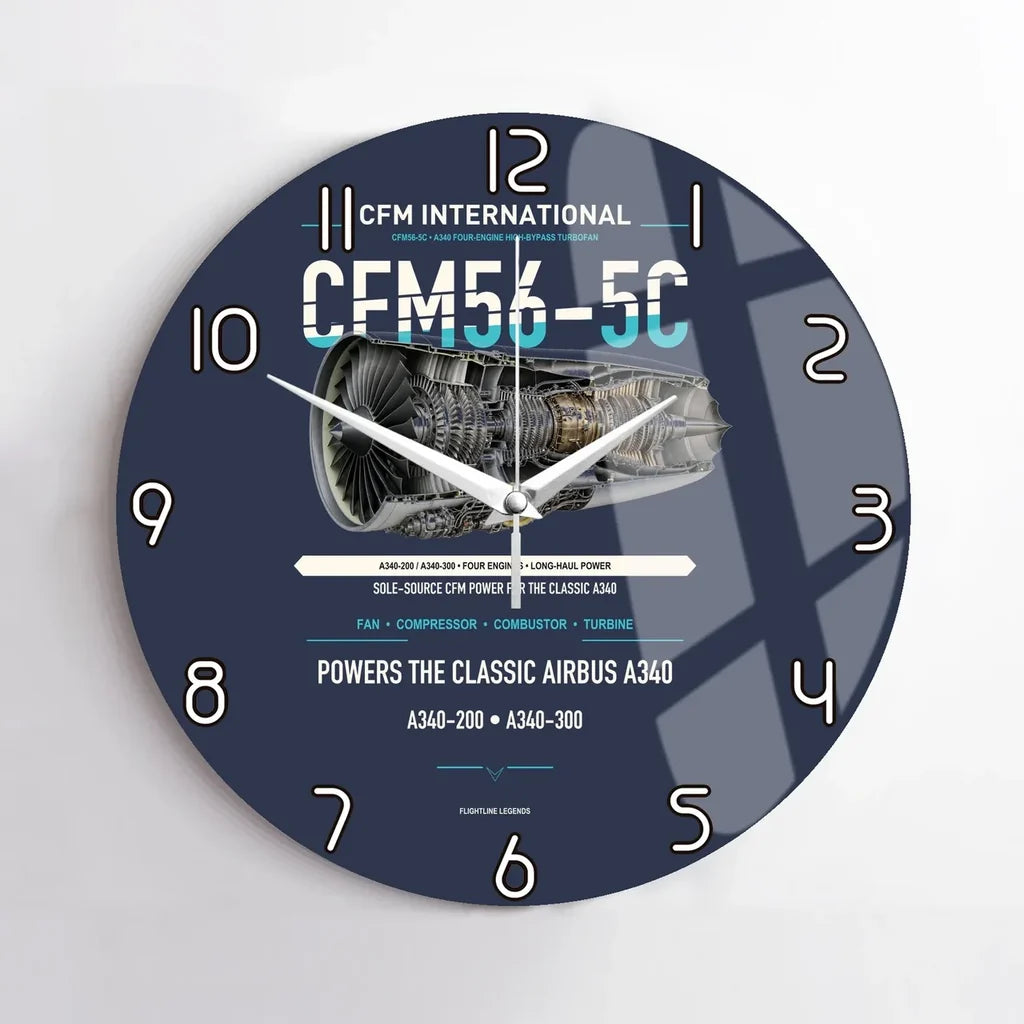 CFM56-5C design on navy blue no frame wall clock