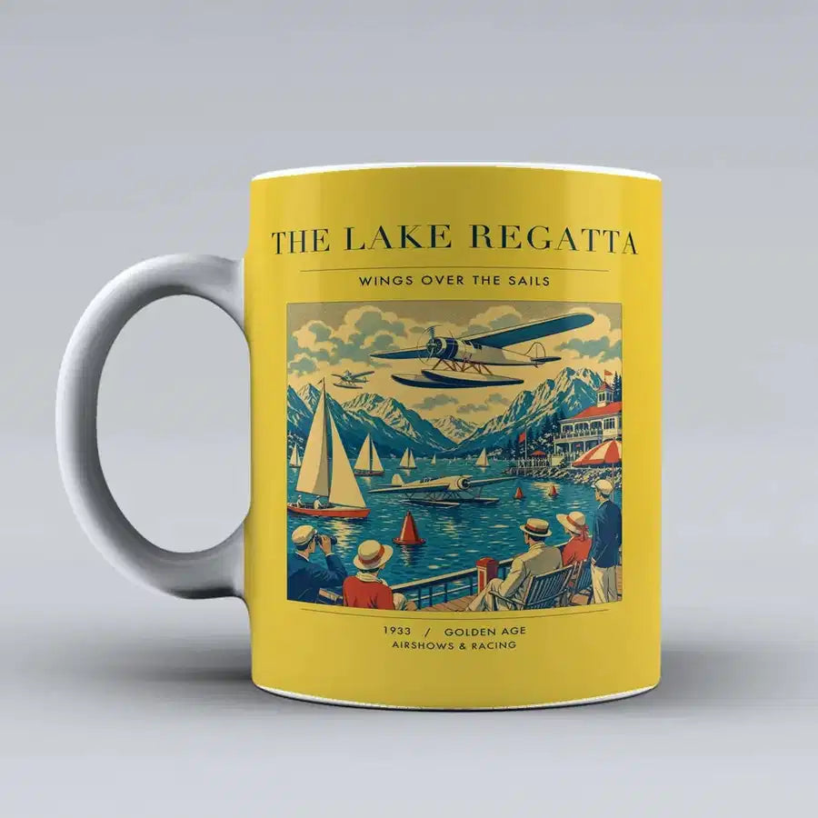 VINTAGE G4039 - The Lake Regatta - Ceramic Mug design on yellow