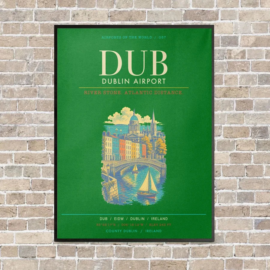 Dublin Airport DUB - Canvas Framed - Green