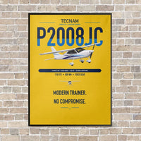 Thumbnail for Tecnam P2008JC NG vertical canvas print - framed - yellow background