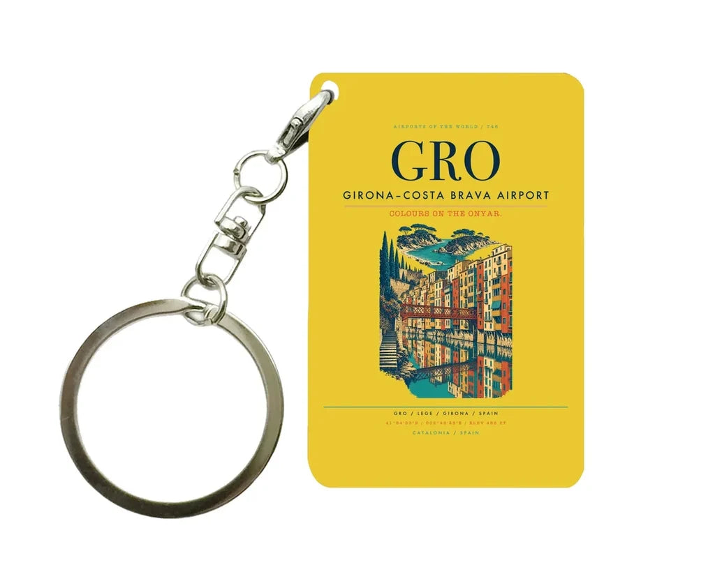 Girona–Costa Brava Airport (GRO) design on yellow key chain