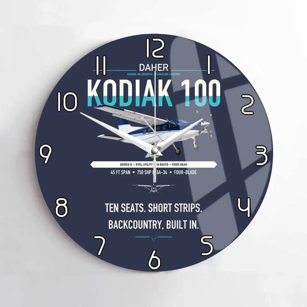 Daher Kodiak 100 Series III design on navy blue no frame wall clock