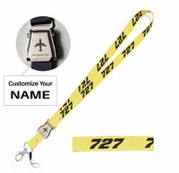 Thumbnail for Boeing 727 Flat Text seat belt lanyard - yellow with name