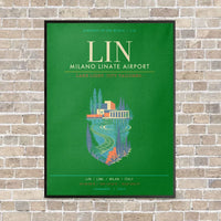 Thumbnail for Milano Linate Airport LIN - Canvas Framed - Green