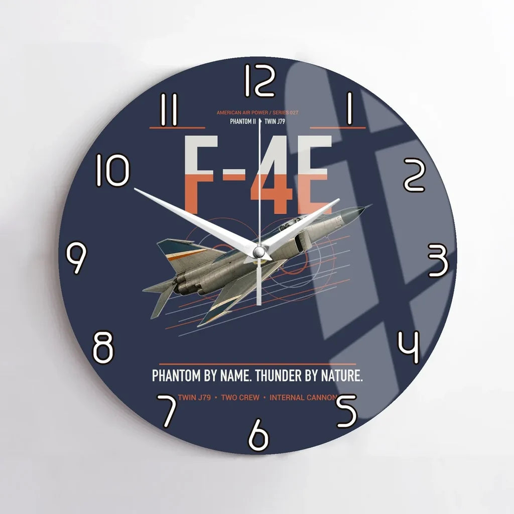 F-4E Phantom II design on navy blue no frame wall clock
