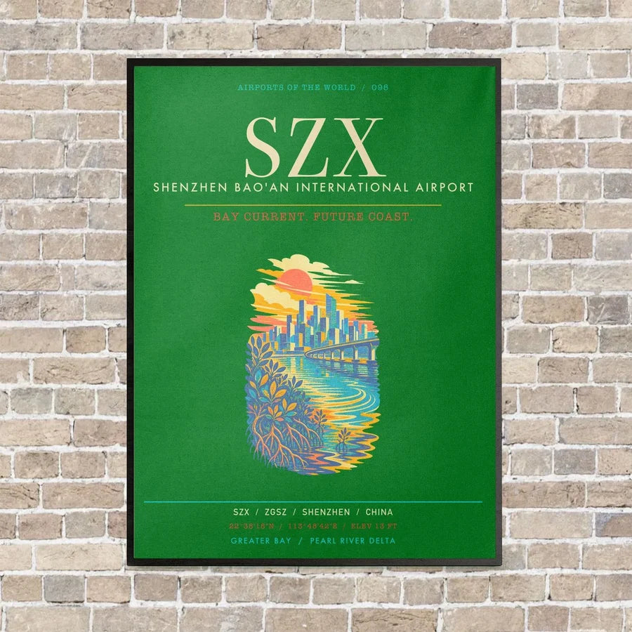 Shenzhen Bao'an International Airport SZX - Canvas Framed - Green