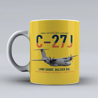 Thumbnail for C-27J Spartan design on yellow ceramic mug, double-side print
