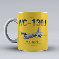 Thumbnail for WC-130J Hurricane Hunter design on yellow ceramic mug, double-side print