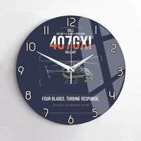 Thumbnail for Bell 407GXi design on navy blue no frame wall clock