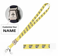 Thumbnail for Boeing 737+Text & CFM LEAP-1 Engine seat belt lanyard - yellow with name